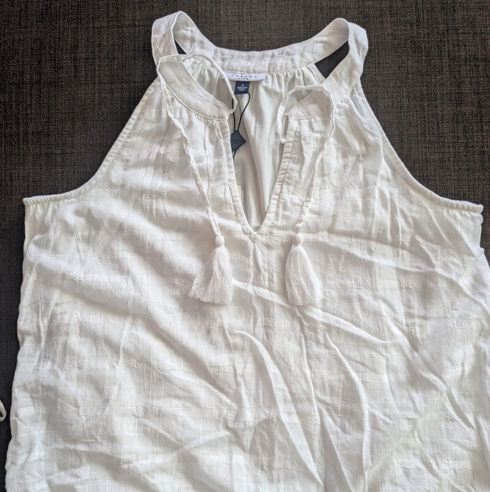 CABANA LIFE Essentials-White Sleeveless Halter-Tassels Eyelet Mini Dress SPF 50+ - Picture 13 of 14
